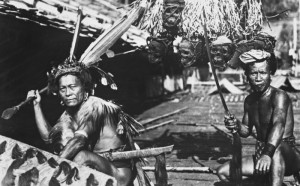 Ibu Dayak warriors from Longnawan, North Borneo, circa 1927. Licensed from Tropenmuseum of the Royal Tropical Institute.