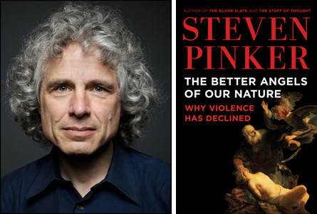 Steven Pinker's, "The Better Angels of our Nature: Why Violence Has Declined." Click for a preview, including the graphs mentioned below.